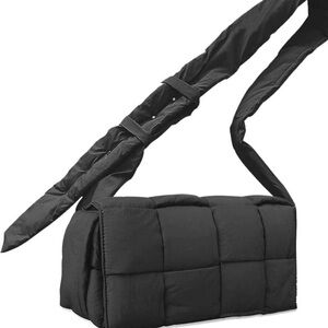 Nylon woven crossbody bag black